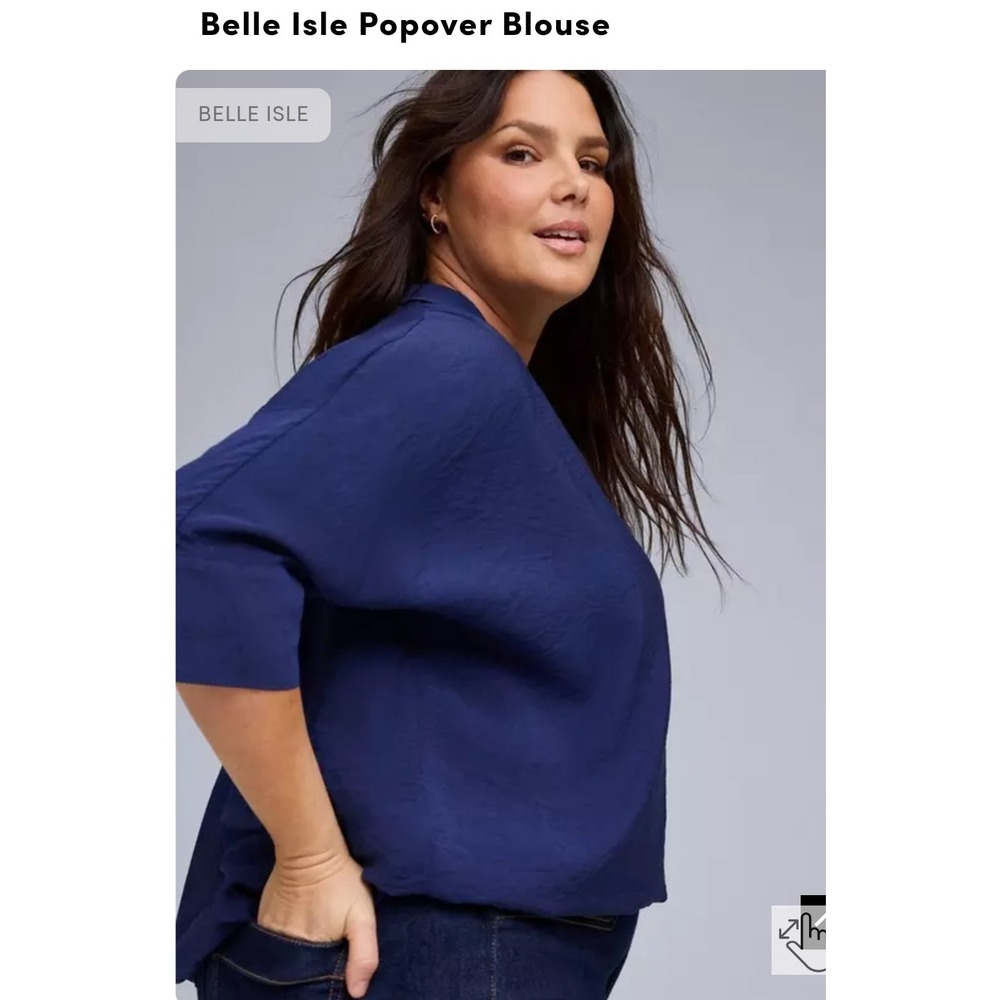 Belle Isle by Torrid Navy Blue Popover Blouse Oversized Textured Top Plus Size 4 - Picture 2 of 9